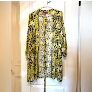 Carisma Yellow & Navy Floral Kimono ~ Size XL